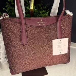Kate Spade New York Glitter Satchel with Crossbody Strap Deep Nova NWT